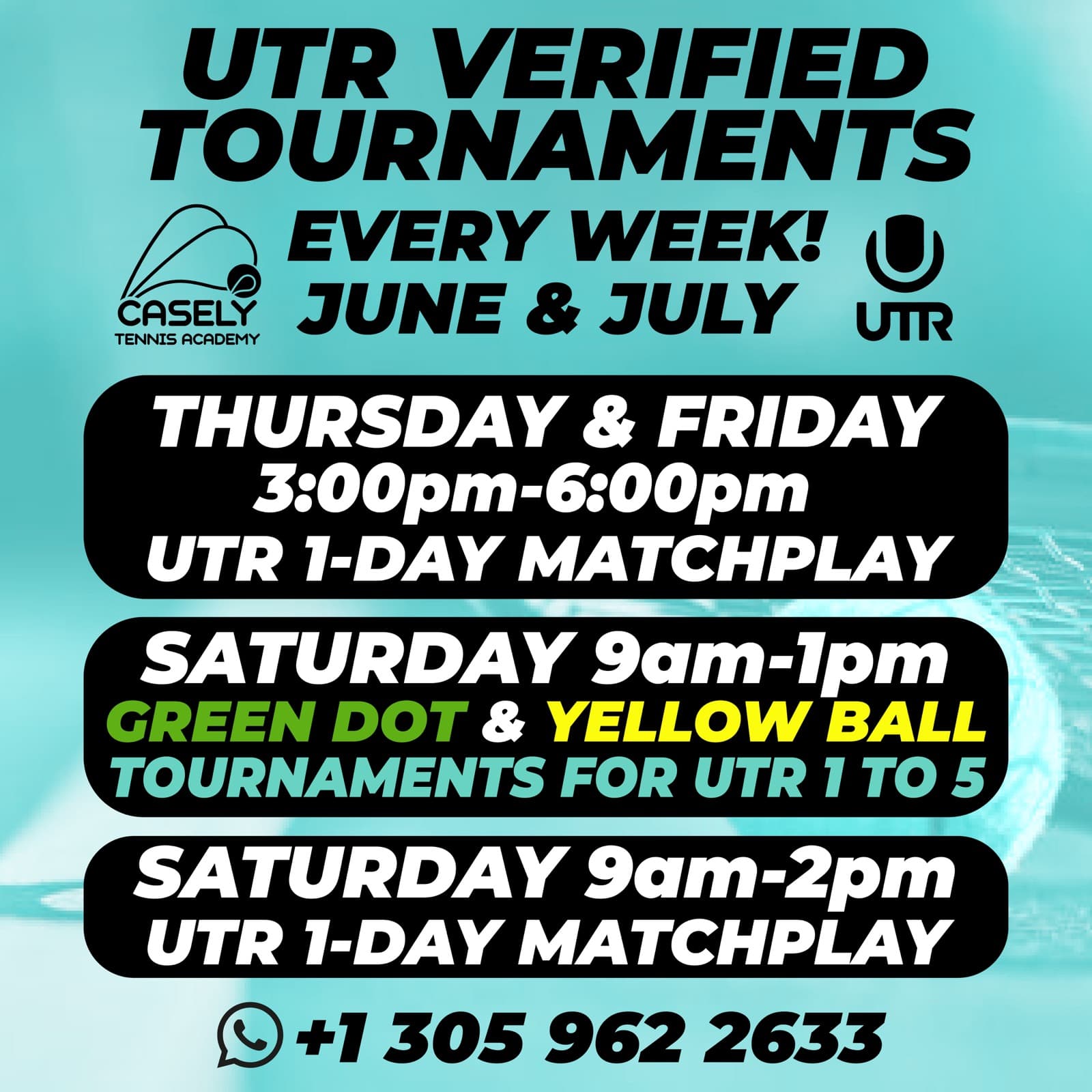 UTR Matchplay June & July — Thursdays, Fridays, and Saturdays 3pm–9am